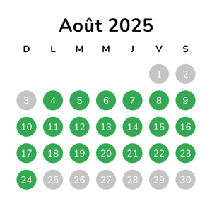 Calendrier - août 2025