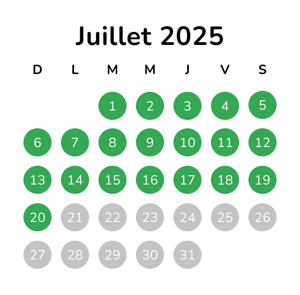 Calendrier - juillet 2025